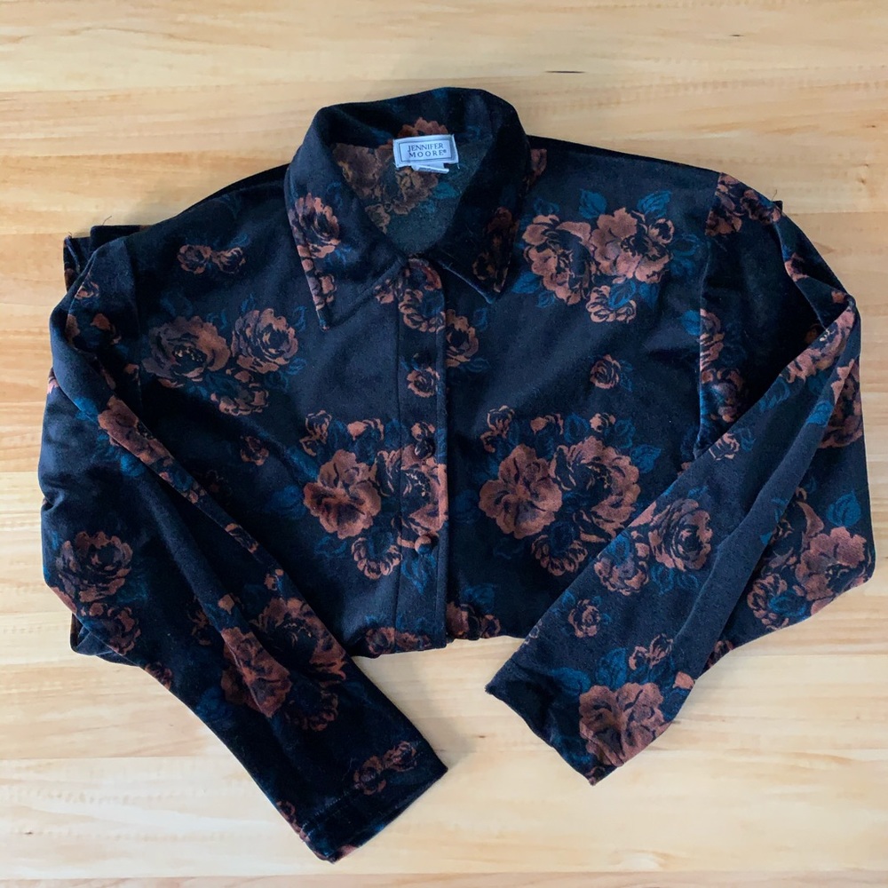 Floral Velvet Button Down Shirt